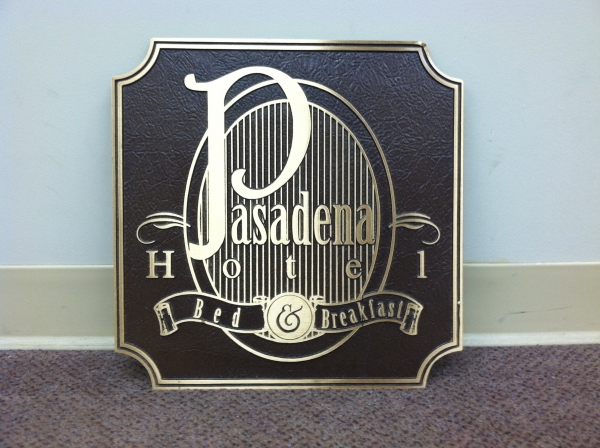 Hotel plaques, metal plaques, bronze plaques :: carved custom metal plaques :: Pasadena, CA
