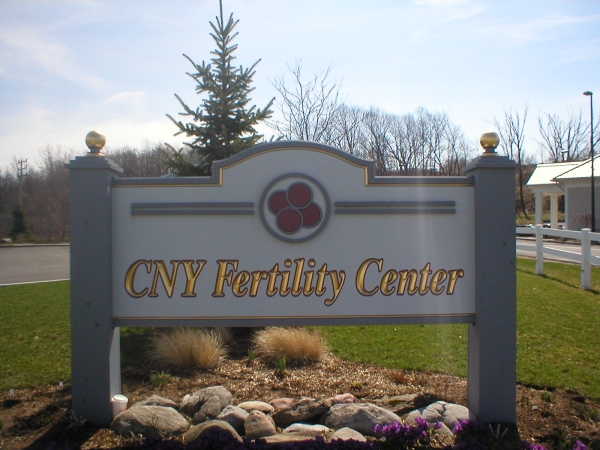 CNY Fertility Center :: sign installation, painted signs, custom carved signs, gold leaf signs :: Syracuse, NY
