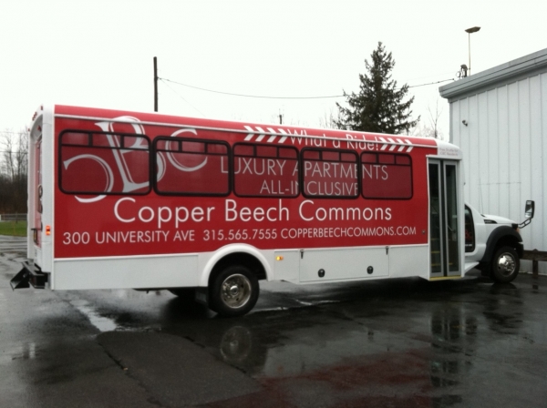 College vehicle graphics, fleet graphics, transport graphics :: limo bus graphics, limo graphics, bus graphics :: Syracuse, NY